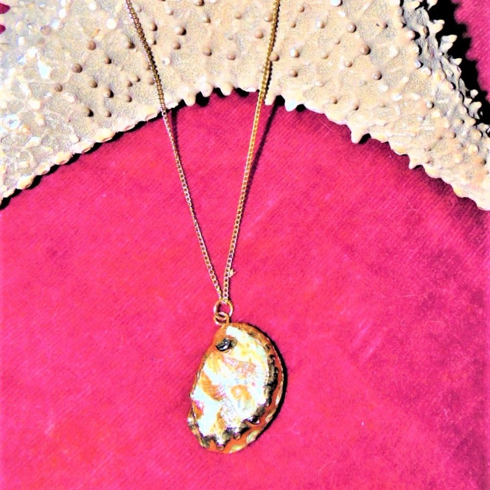 24k Gold dipped abalone shell necklace